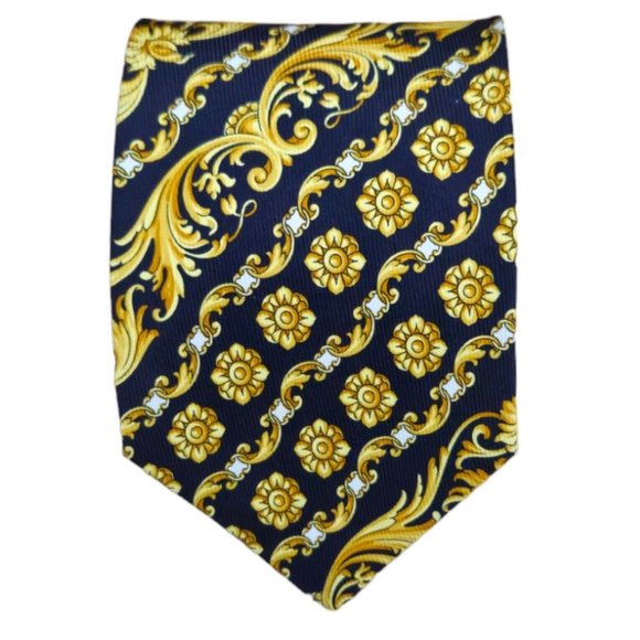 GIANNI VERSACE Black Baroque Medusa Silk Tie ITALY 58